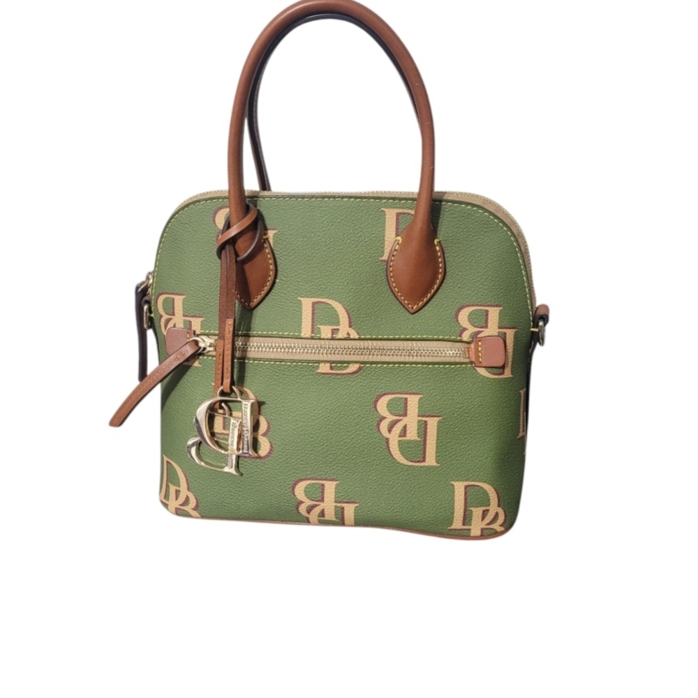 Dooney & Bourke Green and Tan Satchel Bag